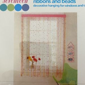 Bright beaded curtain for child’s room.